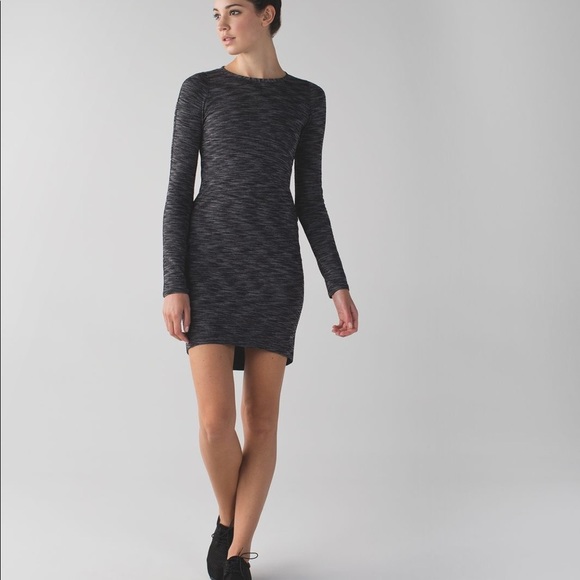 lululemon athletica Dresses & Skirts - Lululemon &Go Where Dress Long Sleeve Heathered Black 2